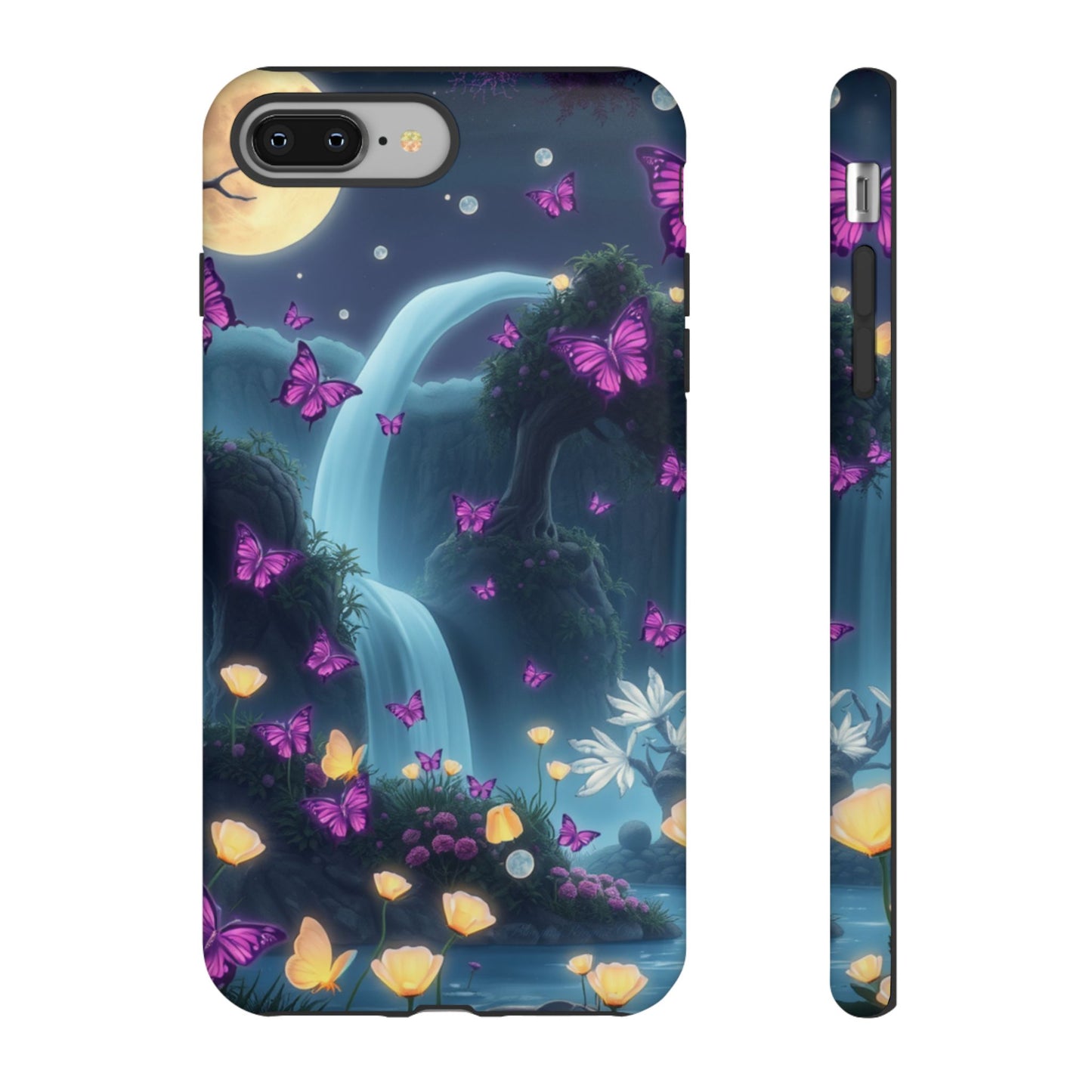Bubble Moon Mystical Butterfly & Waterfall iPhone Case | Nature-Inspired Tough Case | Ethereal Phone Cover | Gift for Nature Lovers