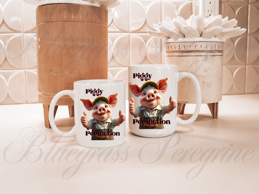 Piggy Perfection Boy Pig Ceramic Mug, (11oz, 15oz)