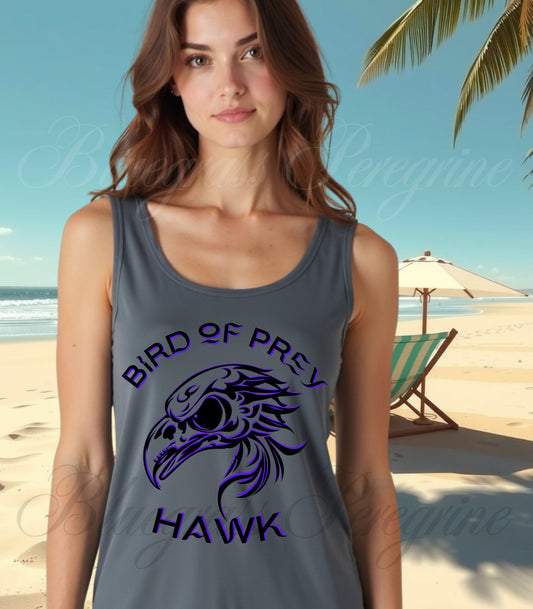 Comfort Colors 9360 Tank Top with Bird of Prey Logo Violet Overlay | Unisex Garment-Dyed Sleeveless Shirt | Soft Vintage Cotton Tank
