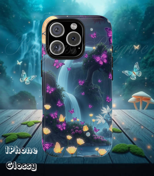 Mystical Butterfly & Waterfall iPhone Case | Nature-Inspired Tough Case | Ethereal Phone Cover | Gift for Nature Lovers