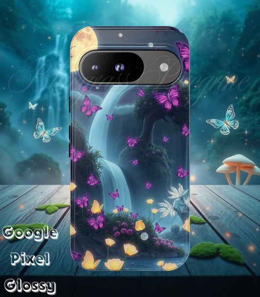 Mystical Butterfly & Waterfall Pixel Case | Nature-Inspired Tough Case | Ethereal Phone Cover | Gift for Nature Lovers