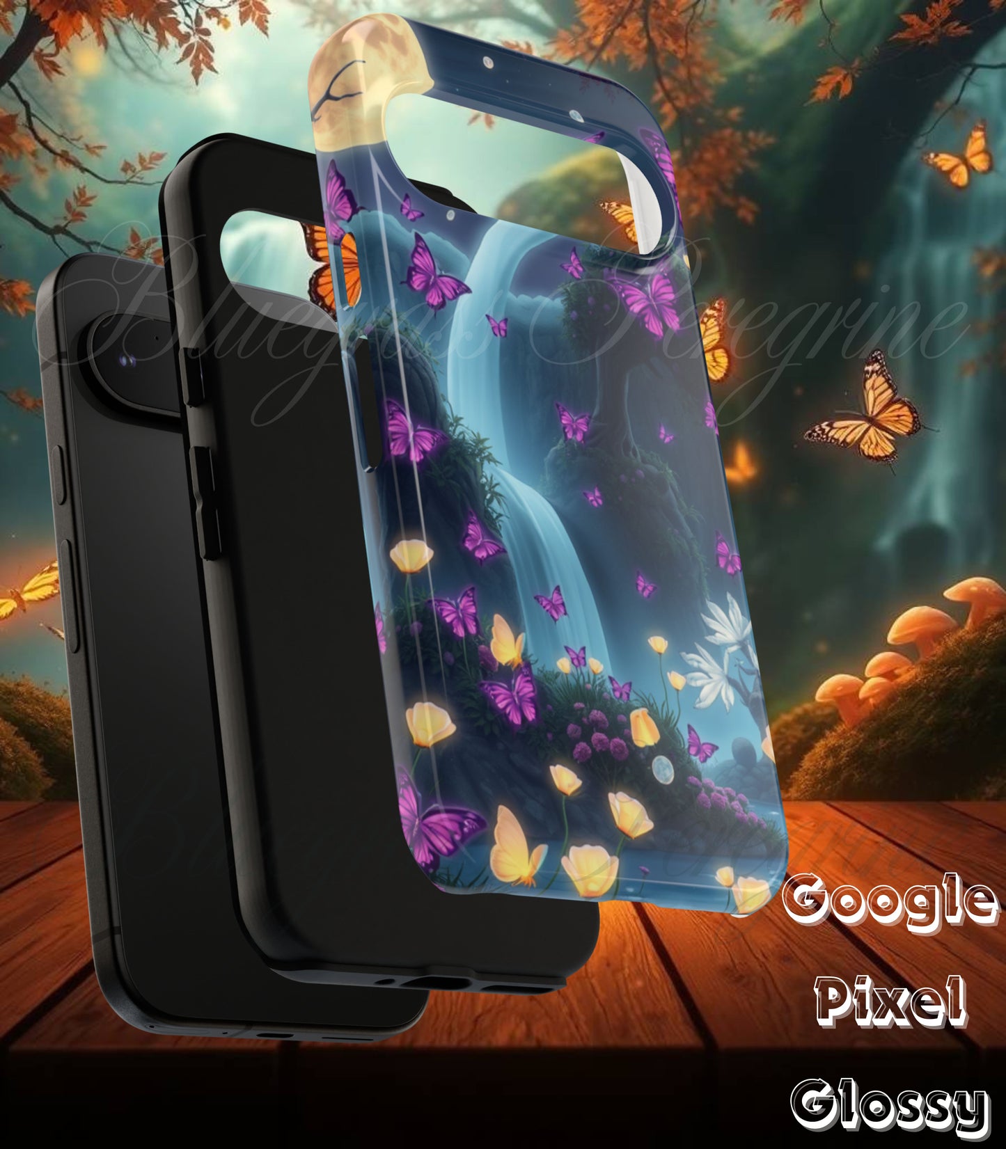 Mystical Butterfly & Waterfall Pixel Case | Nature-Inspired Tough Case | Ethereal Phone Cover | Gift for Nature Lovers