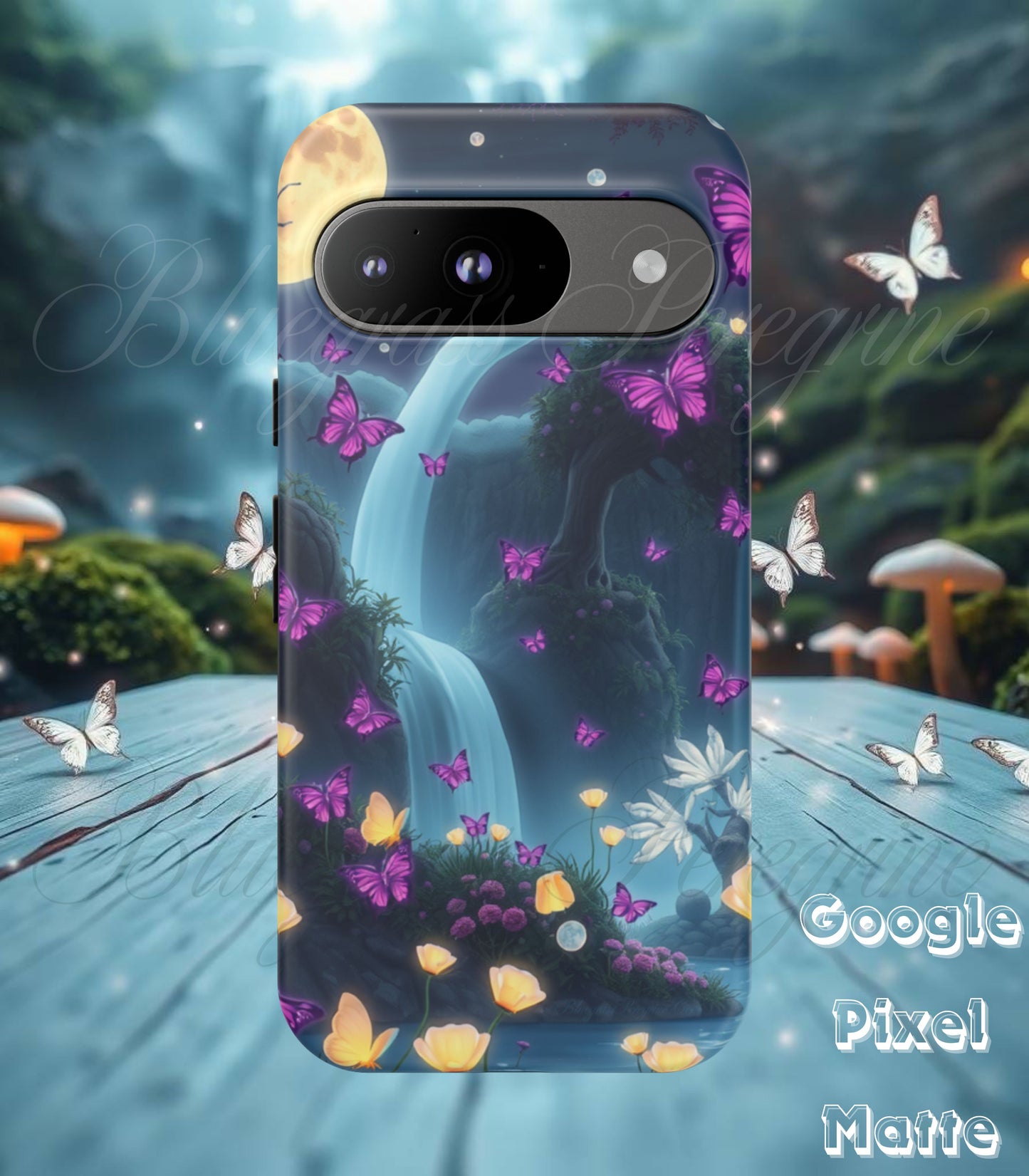 Mystical Butterfly & Waterfall Pixel Case | Nature-Inspired Tough Case | Ethereal Phone Cover | Gift for Nature Lovers