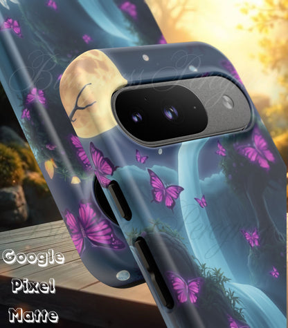 Mystical Butterfly & Waterfall Pixel Case | Nature-Inspired Tough Case | Ethereal Phone Cover | Gift for Nature Lovers