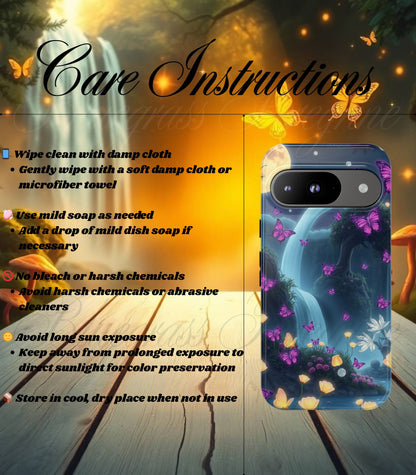 Mystical Butterfly & Waterfall Pixel Case | Nature-Inspired Tough Case | Ethereal Phone Cover | Gift for Nature Lovers