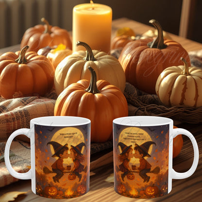 A Halloween Kiss to Remember | Romantic Witch & Wizard Coffee Mug | Cute Halloween Gift | 11oz & 15oz Ceramic Mug | Fall Fantasy Home Décor