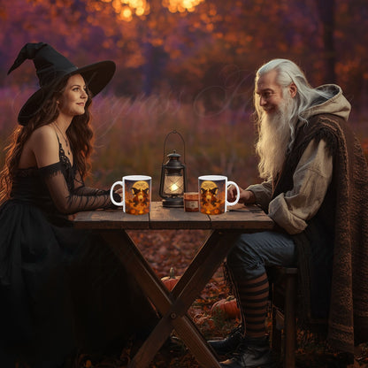 A Halloween Kiss to Remember | Romantic Witch & Wizard Coffee Mug | Cute Halloween Gift | 11oz & 15oz Ceramic Mug | Fall Fantasy Home Décor