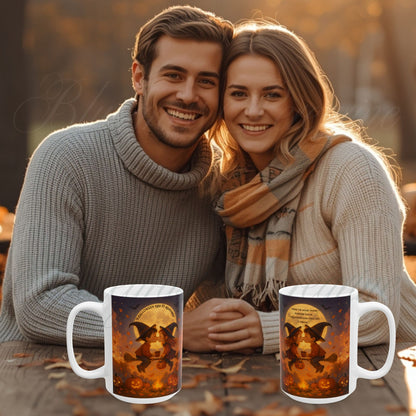 A Halloween Kiss to Remember | Romantic Witch & Wizard Coffee Mug | Cute Halloween Gift | 11oz & 15oz Ceramic Mug | Fall Fantasy Home Décor