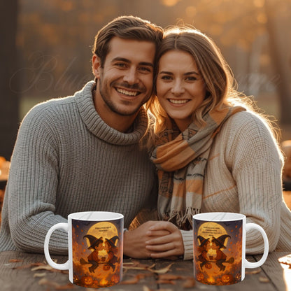 A Halloween Kiss to Remember | Romantic Witch & Wizard Coffee Mug | Cute Halloween Gift | 11oz & 15oz Ceramic Mug | Fall Fantasy Home Décor