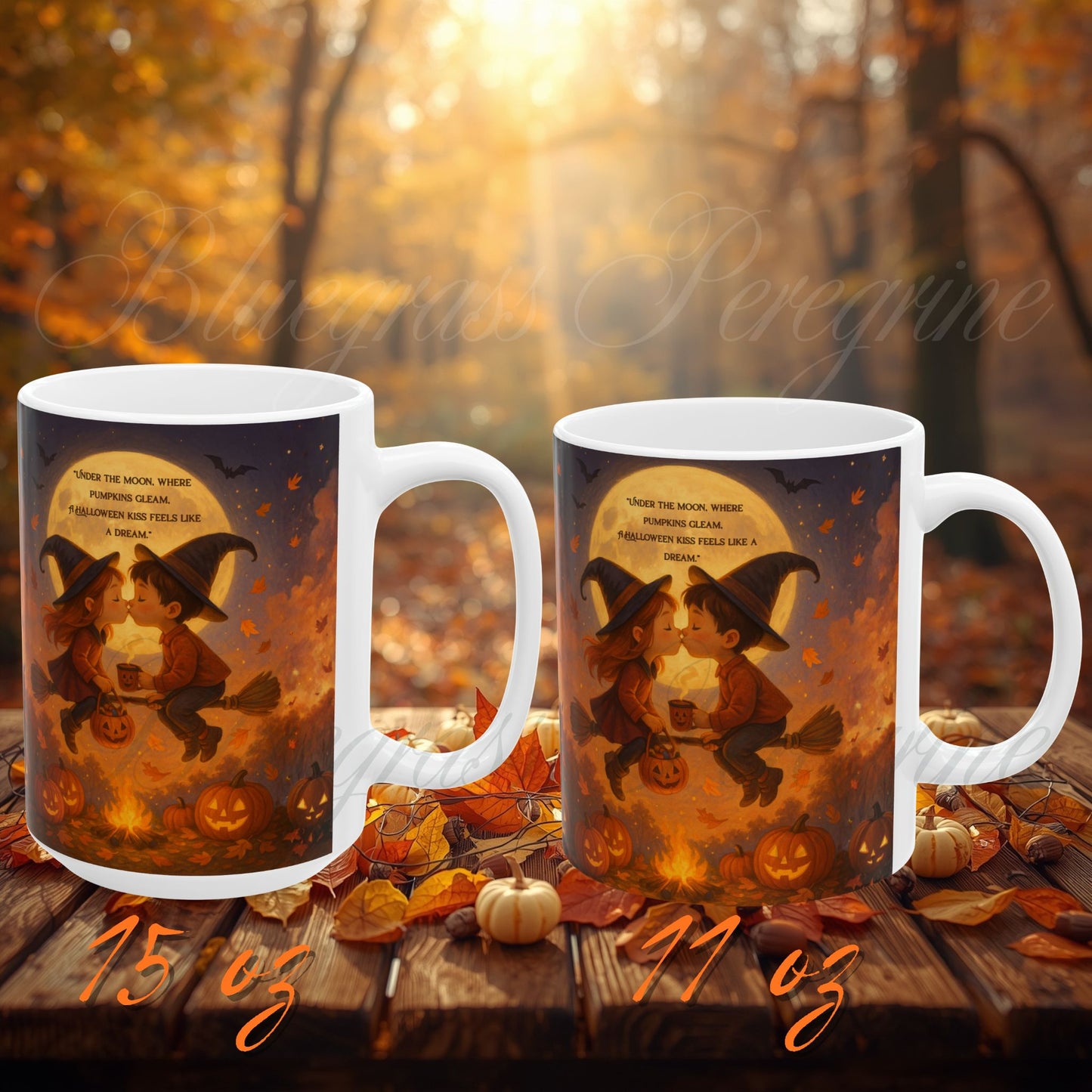 A Halloween Kiss to Remember | Romantic Witch & Wizard Coffee Mug | Cute Halloween Gift | 11oz & 15oz Ceramic Mug | Fall Fantasy Home Décor