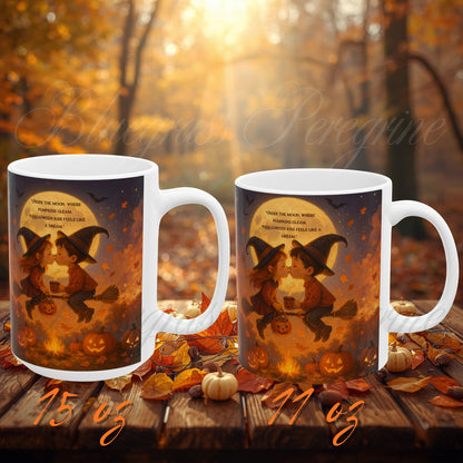 A Halloween Kiss to Remember | Romantic Witch & Wizard Coffee Mug | Cute Halloween Gift | 11oz & 15oz Ceramic Mug | Fall Fantasy Home Décor