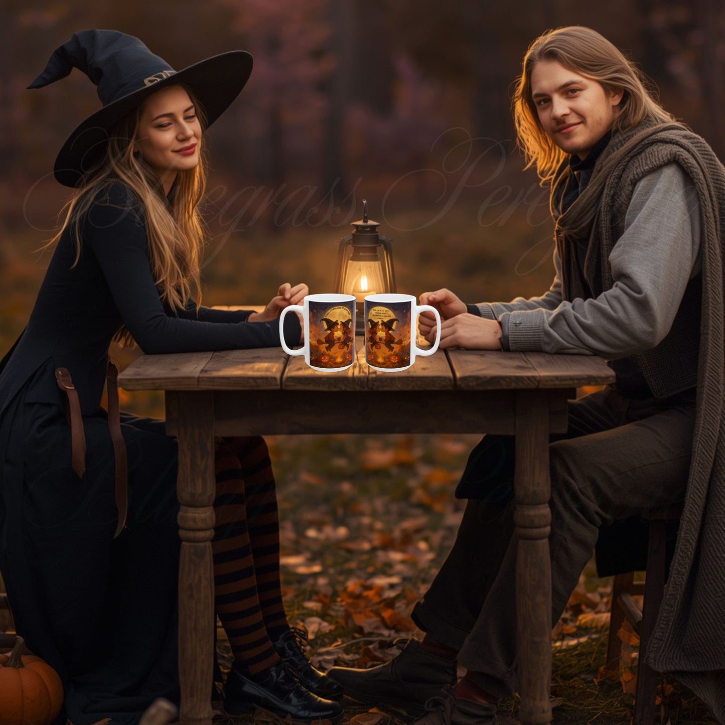 A Halloween Kiss to Remember | Romantic Witch & Wizard Coffee Mug | Cute Halloween Gift | 11oz & 15oz Ceramic Mug | Fall Fantasy Home Décor