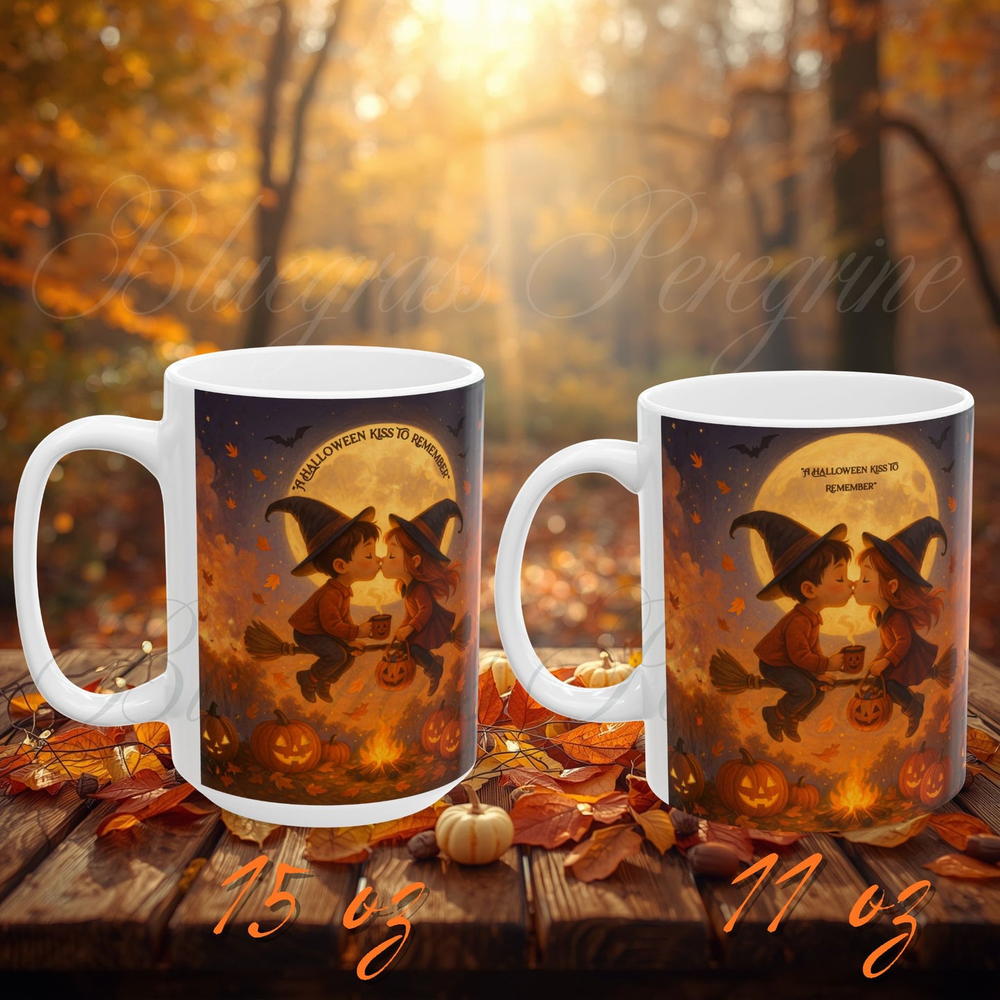 A Halloween Kiss to Remember | Romantic Witch & Wizard Coffee Mug | Cute Halloween Gift | 11oz & 15oz Ceramic Mug | Fall Fantasy Home Décor