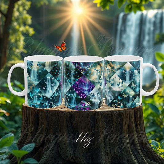 Butterfly Waterfall Diamond Pattern Mug