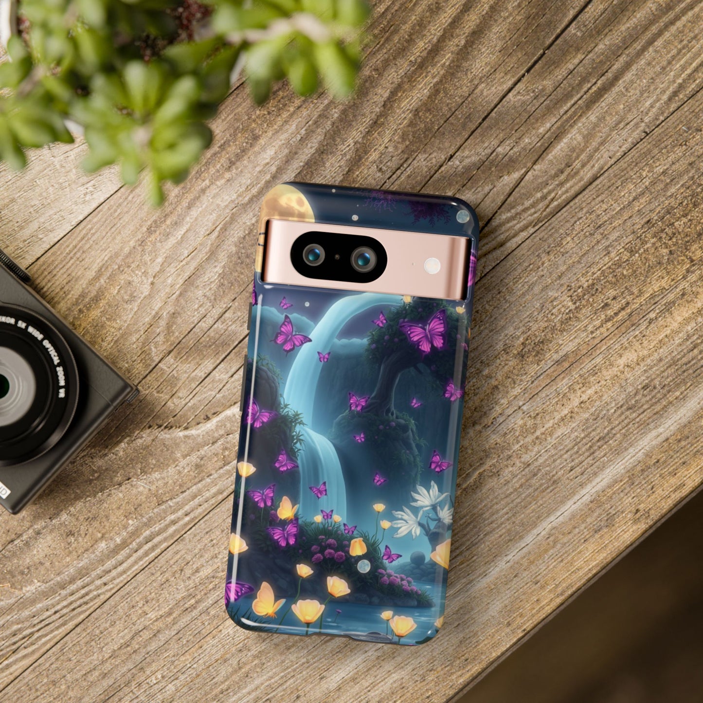 Mystical Butterfly & Waterfall Pixel Case | Nature-Inspired Tough Case | Ethereal Phone Cover | Gift for Nature Lovers