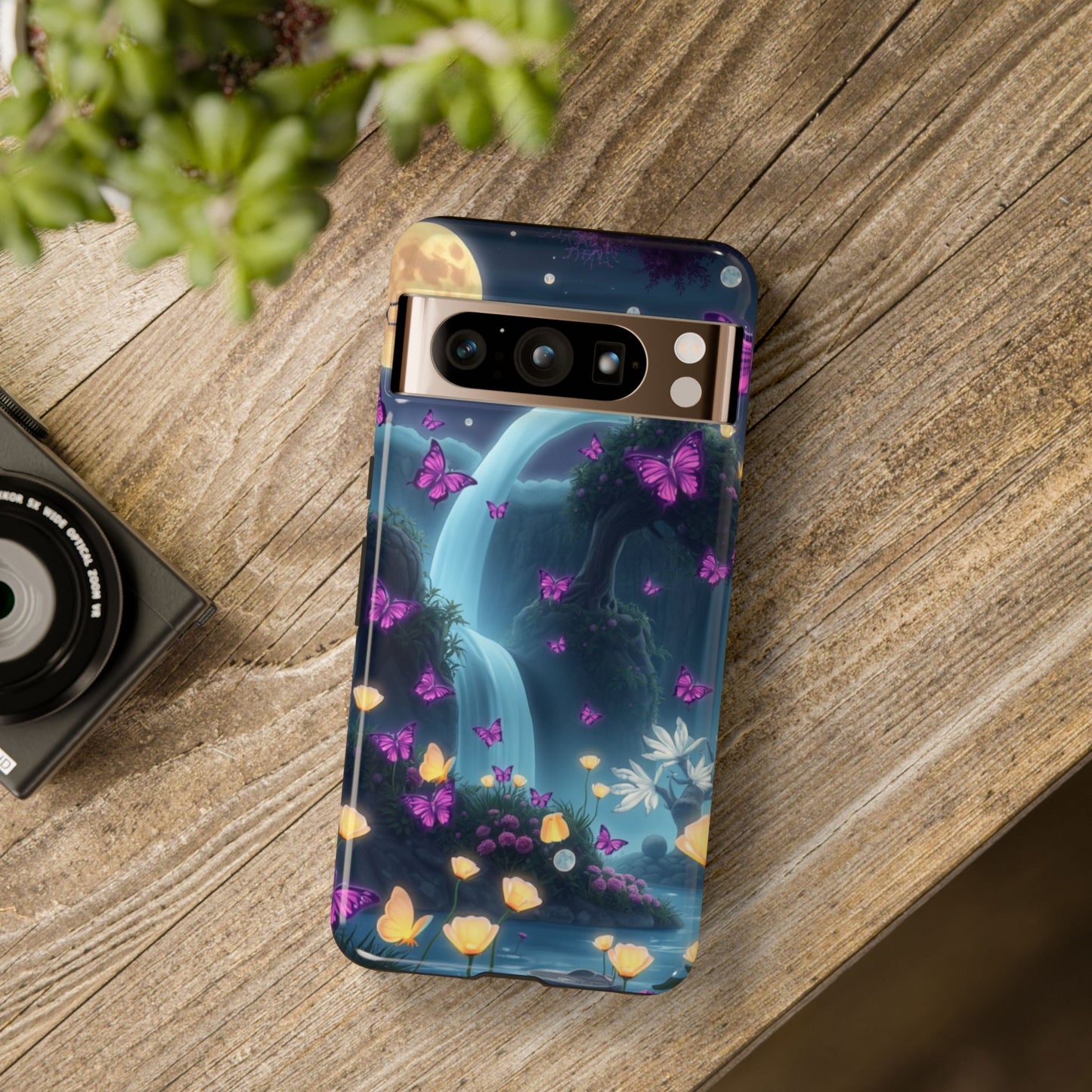 Mystical Butterfly & Waterfall Pixel Case | Nature-Inspired Tough Case | Ethereal Phone Cover | Gift for Nature Lovers