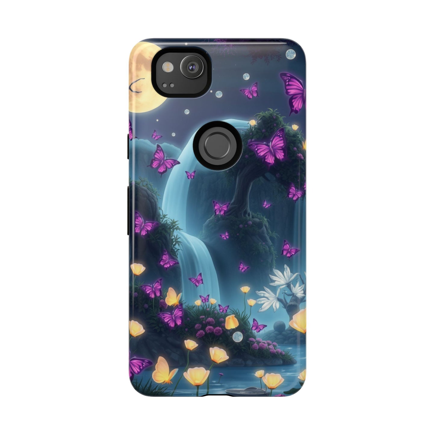 Mystical Butterfly & Waterfall Pixel Case | Nature-Inspired Tough Case | Ethereal Phone Cover | Gift for Nature Lovers
