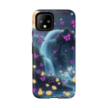 Mystical Butterfly & Waterfall Pixel Case | Nature-Inspired Tough Case | Ethereal Phone Cover | Gift for Nature Lovers